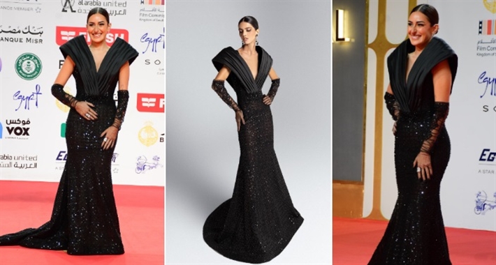 أمينة خليل وصورة لفستانها