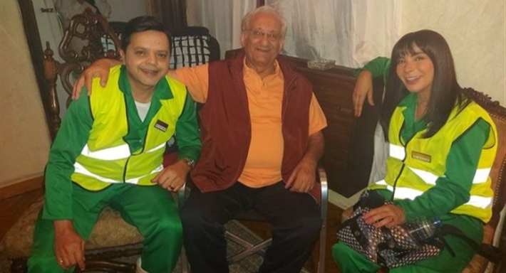 محمد هنيدي ومنى زكي وأحمد حلاوة في كواليس الجواهرجي