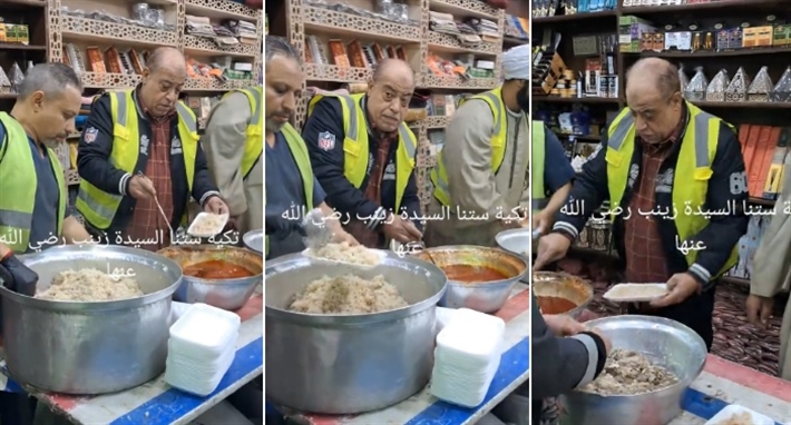 الفنان رضا إدريس يشارك في تجهيز الطعام 