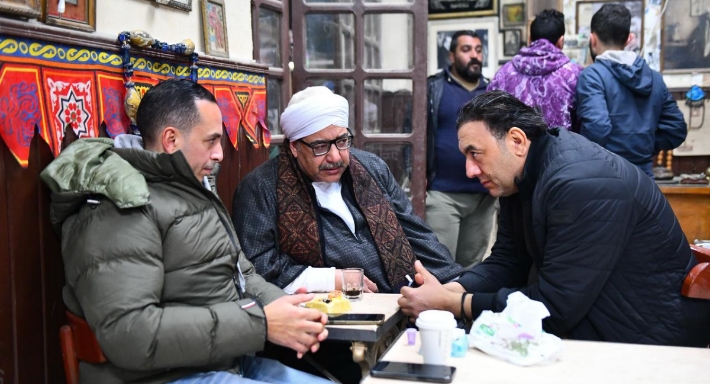 د. عماد ربيع رئيس قطاع الإنتاج الدرامي بالشركة المتحدة مع عمرو كمال المنتج المنفذ والفنان بيومي فؤاد