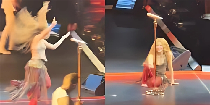 شاكيرا تسقط على المسرح