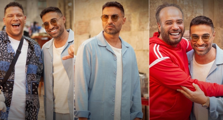 أحمد فهمي وحاتم صلاح وأحمد عبد الحميد في كواليس مسلسل ابن النادي