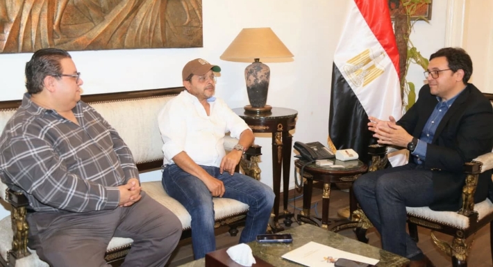 وزير الثقافة أحمد هنو ومحمد هنيدي وخالد جلال