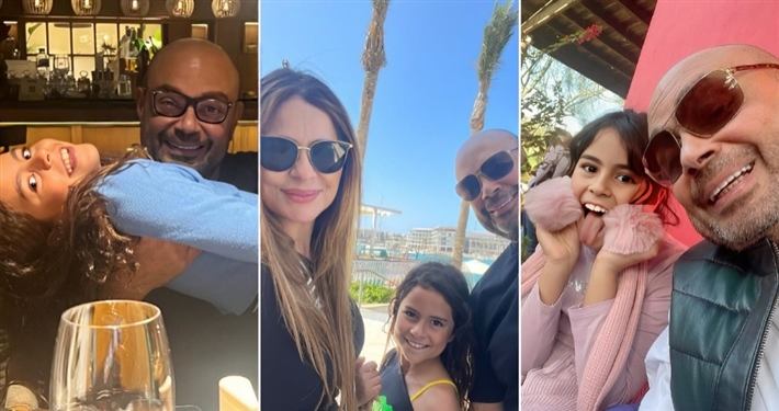 كارول سماحة في لحظات عائلية مع زوجها الراحل المنتج وليد مصطفى وابنتهما