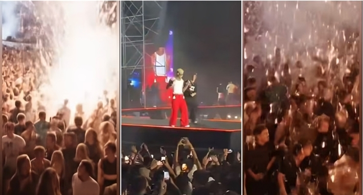 صور من انفجار أنبوبة غاز في حفل محمد رمضان