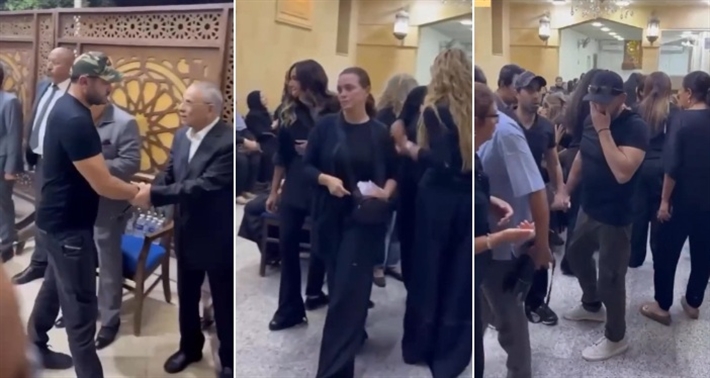 أحمد السقا وريهام عبد الغفور وعمرو يوسف في عزاء تيمور تيمور