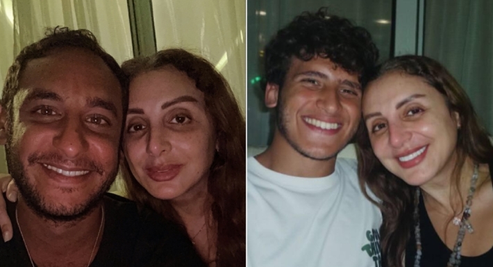 أنغام برفقة نجليها بعد عودتها من رحلتها العلاجية