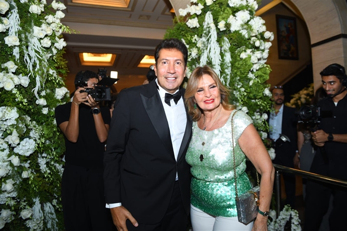 أحمد زاهر وماجد المصري ورامي إمام في حفل زفاف ابن هاني رمزي