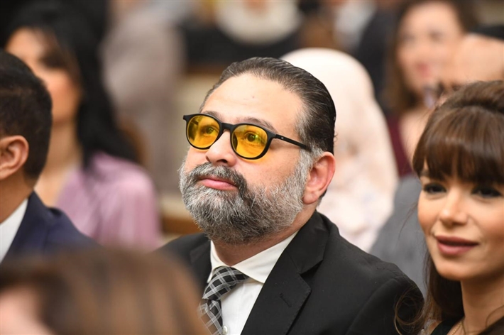 أحمد زاهر وماجد المصري ورامي إمام في حفل زفاف ابن هاني رمزي