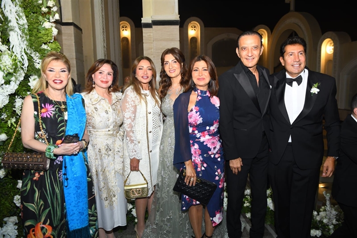 أحمد زاهر وماجد المصري ورامي إمام في حفل زفاف ابن هاني رمزي