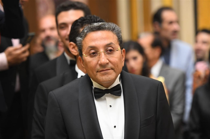 أحمد زاهر وماجد المصري ورامي إمام في حفل زفاف ابن هاني رمزي