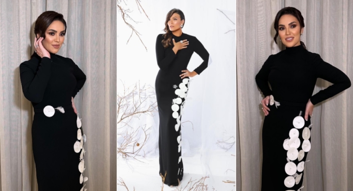 إطلالة مي فاروق في حفل زفاف أحمد جمال