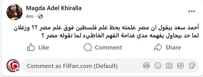 معركة كلامية بين أحمد سعد والناقدة ماجدة خير الله بعد انتقادها وضعه الكوفية الفلسطينية فوق علم مصر: بتشبه مصر وفلسطين بالأهلي والزمالك