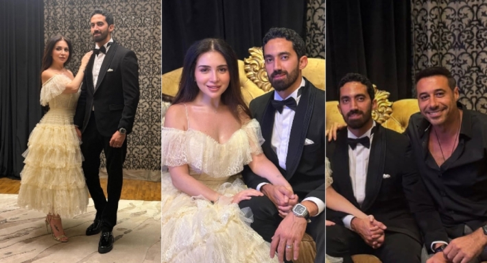 الصور الأولى من عقد قران مي عز الدين