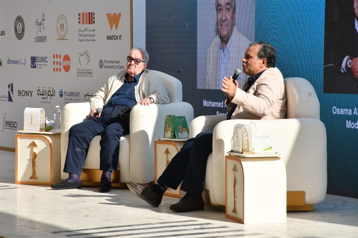 حسين فهمي ولبلبة وإلهام شاهين بين حضور ندوة محمد عبد العزيز في مهرجان القاهرة السينمائي