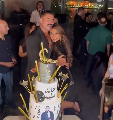 عمرو دياب وريهام حجاج وكريم فهمي في عيد ميلاد خالد سليم