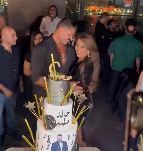 عمرو دياب وريهام حجاج وكريم فهمي في عيد ميلاد خالد سليم