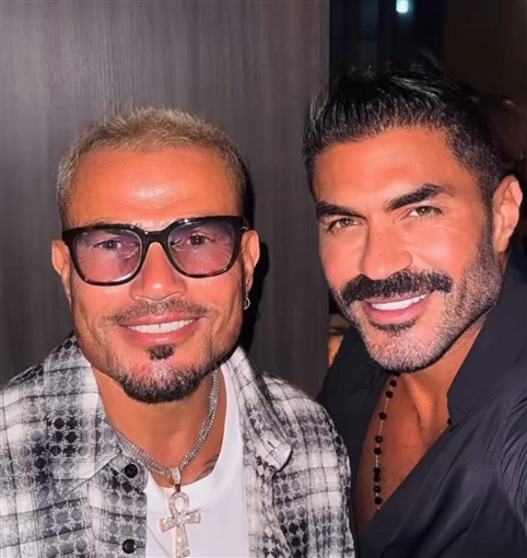 عمرو دياب وريهام حجاج وكريم فهمي في عيد ميلاد خالد سليم