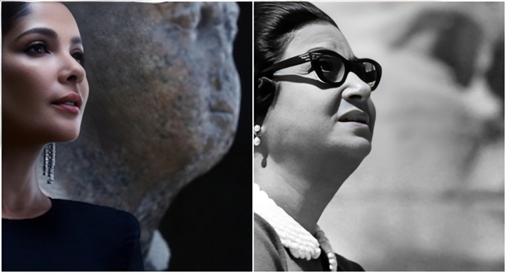 منى زكي في جلسة تصوير لصالح مجلة  (فوج) مستوحاة من صورة السيدة أم كلثوم