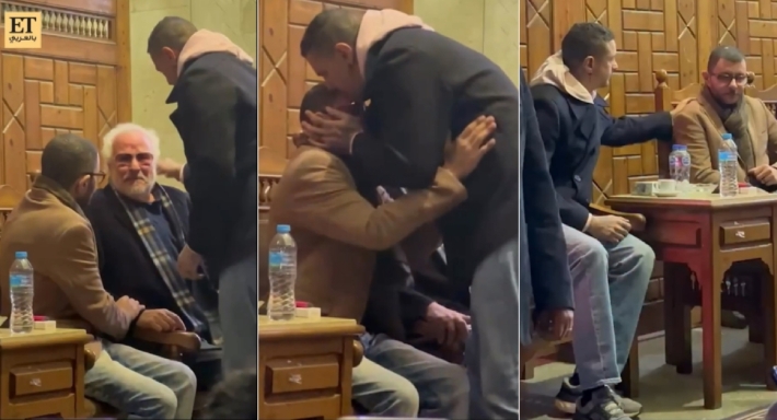 أحمد الفيشاوي في عزاء والدته