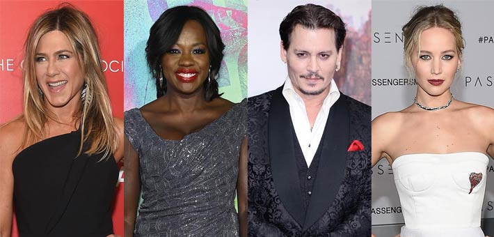 جنيفر لورانس وجوني ديب وفيولا ديفيس وجنيفر أنستون