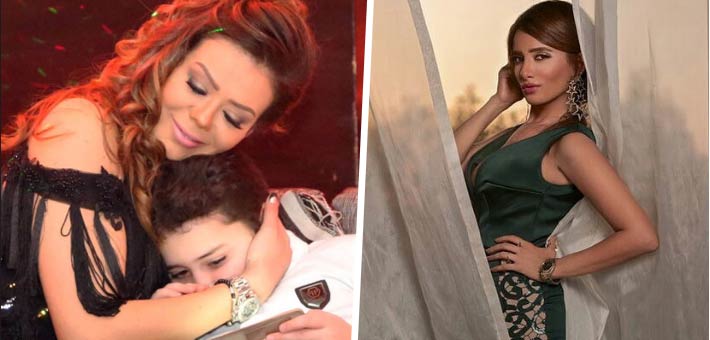 زينة وإيمي سالم مع ابنها يوسف 