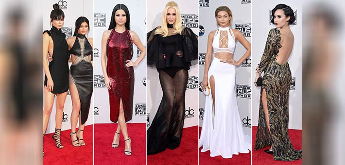 صورة مجمعة لإطلالات النجمات في حفل توزيع جوائز الموسيقى الأمريكية