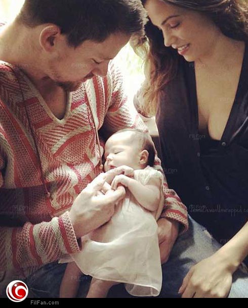 تشانينج تاتوم مع زوجته جينا وابنته إفرلي