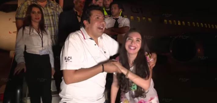 دينا مع هاني رمزي بعد مقلب &quot;هبوط اضطراري&quot;