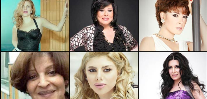 من اليمين: أنوشكا، إسعاد يونس، شيرين رضا، عبير صبري، أميرة فتحي وعائشة الكيلاني