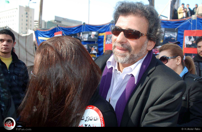 خالد يوسف أثناء إحدى المظاهرات في التحرير