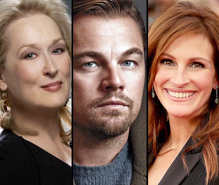 جوليا روبرتس وليوناردو دي كابريو وميريل ستريب