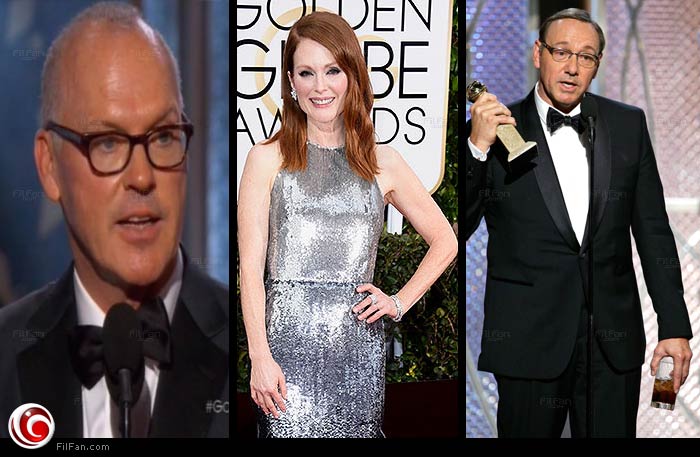 كيفين سبيسي وجوليان مور ومايكل كيتون من أبرز الفائزين بجوئز &quot;جولدن جلوب&quot; 2015