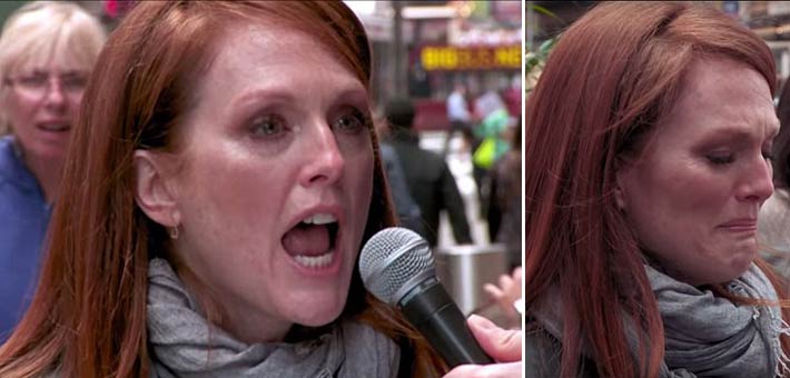 جوليان مور تستعرض قدراتها التمثيلية في الشارع