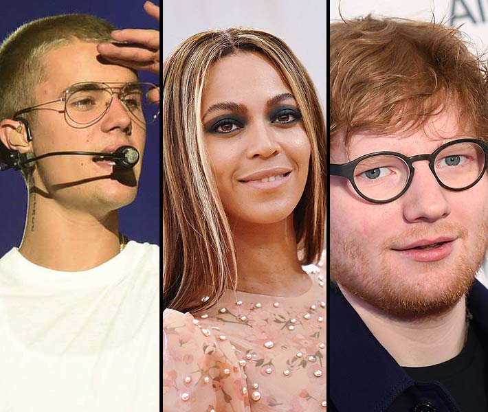 إيد شيران وبيونسيه وجستن بيبر