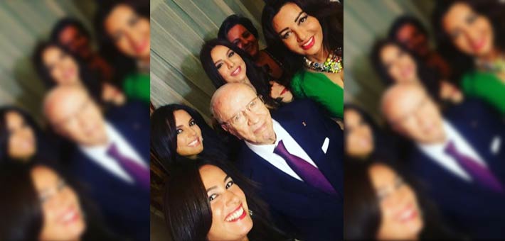 نجمات تونس مع الرئيس الباجى قايد السبسى