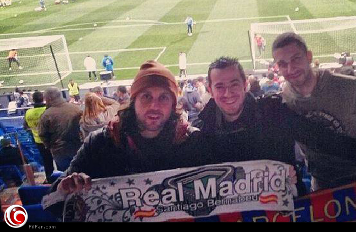 هشام ماجد في استاد سانتياجو برنابيو لدعم ريال مدريد 