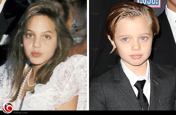 شيلوه جولي بيت بجانب أنجلينا جولي في طفولتها