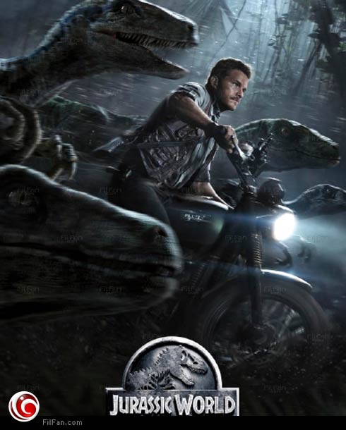 كريس برات في أحد ملصقات فيلم Jurassic World