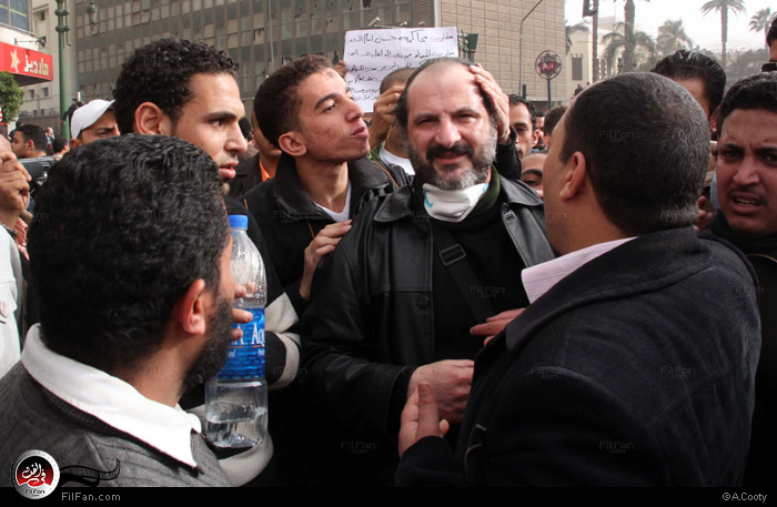 خالد الصاوي أثناء مشاركته في ثورة 25 يناير بميدان التحرير