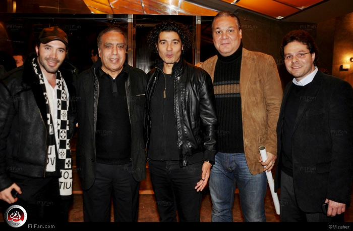 خالد النبوي ومدحت العدل ورامي وحيد وشريف مندور أثناء العرض الخاص