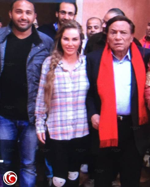 عادل إمام مع نيكول سابا في الاستوديو