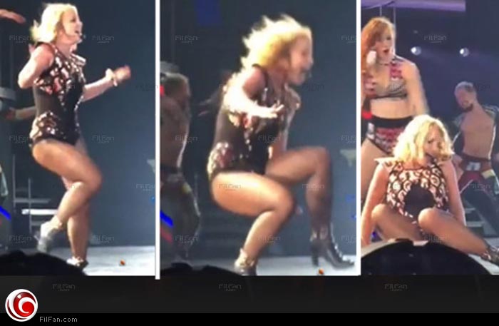بريتني سبيرز لحظة سقوطها على المسرح