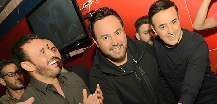 عاصي الحلاني يتوسط صابر الرباعي وكاظم الساهر 