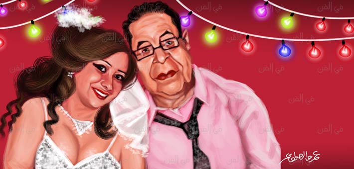 سعيد طرابيك مع عروسه سارة طارق - ريشة: عمرو الصاوي