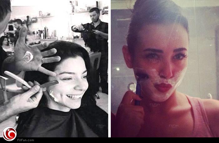 ساندي تمازح متابعيها وتنشر صورتها وهي تحلق ذقنها مثل ميرفي بولجور