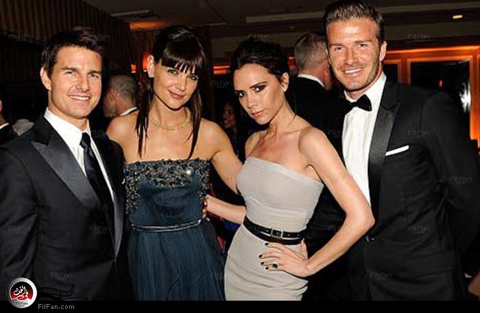 ديفيد وفيكتوريا بيكهام وتوم كروز وزوجته كاتي هولمز في الحفل