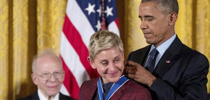 باراك أوباما وألين ديجينيريس