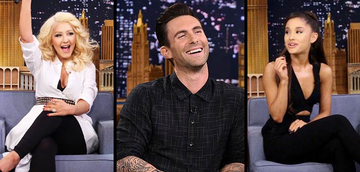 أريانا جراندي وآدم ليفين وكريستينا أجيليرا