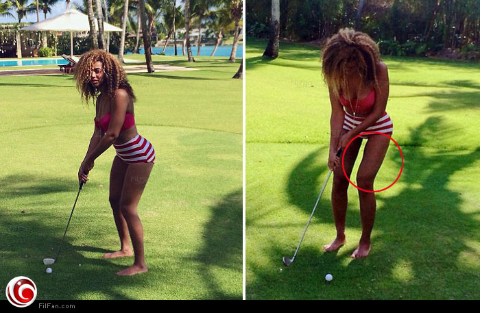 بيونسيه نحفت فخذها السميك خلال لعبها للجولف
